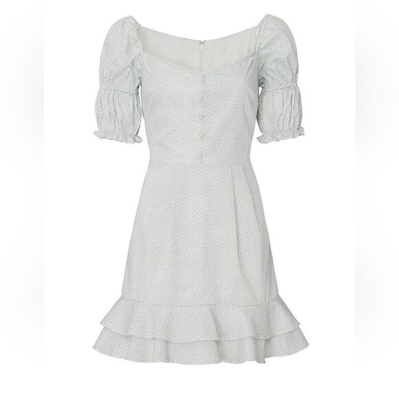 STYLESTALKER Kelly Puff Sleeve Sweetheart Neckline Cotton Feminine Mini Dress M - Picture 2 of 9